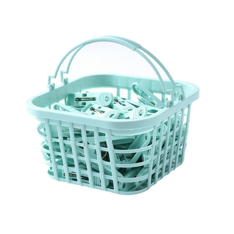 30Pcs Plastic Clothes Pegs with Basket, Spring Clips for Laundry & Towels