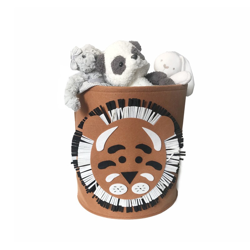 35x35cm Korean Cartoon Lion Elephant Felt Storage Basket for Clothes Toys